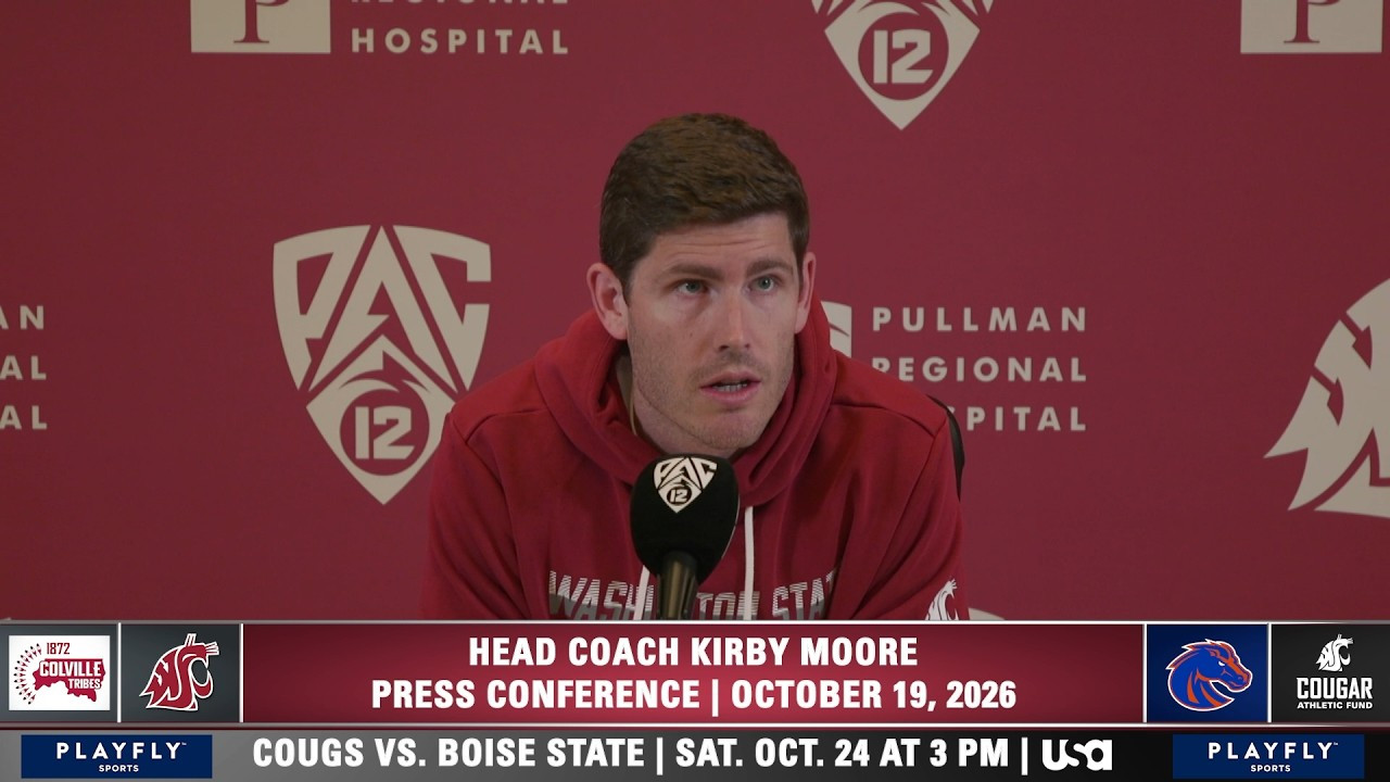 Kirby Moore steps to the mic as Cougs prep for Boise State